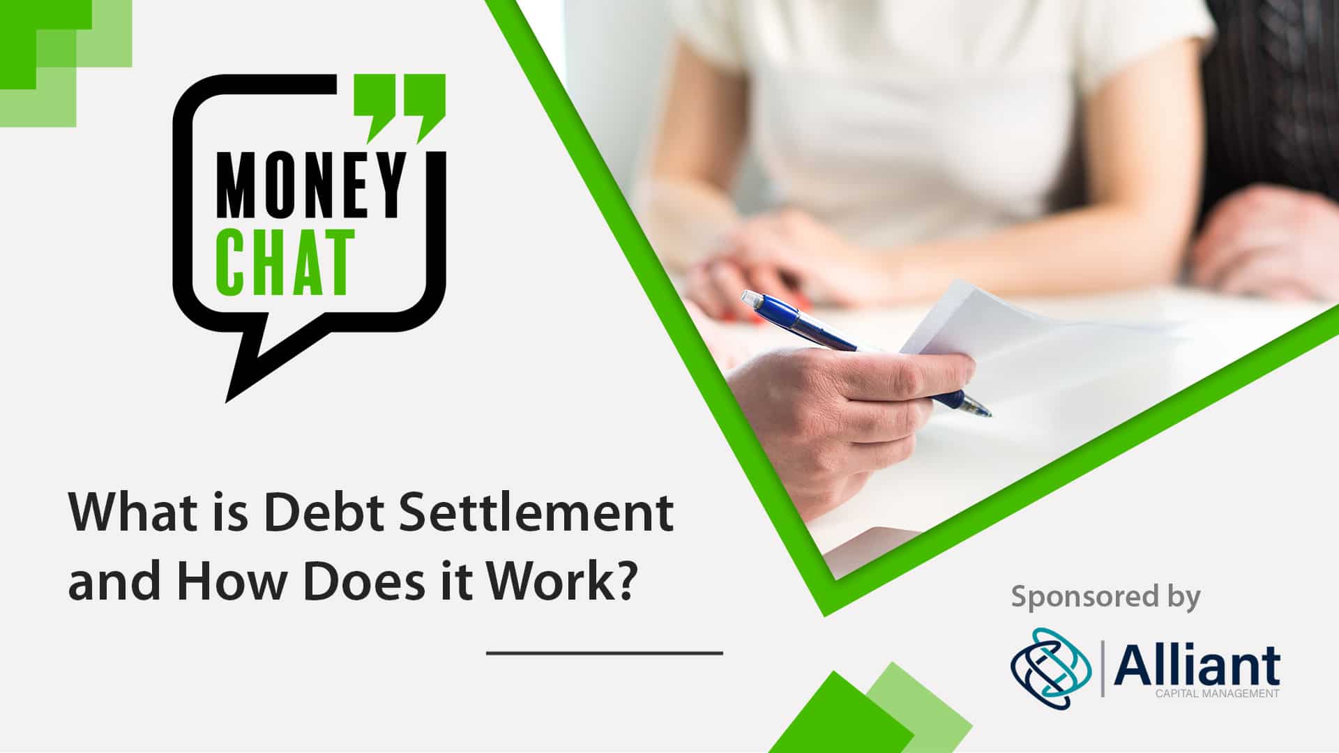 A couple meet with a financial advisor for debt settlement advice.